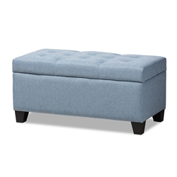 Baxton Studio Michaela Modern and Contemporary Light Blue Fabric Upholstered Storage Ottoman